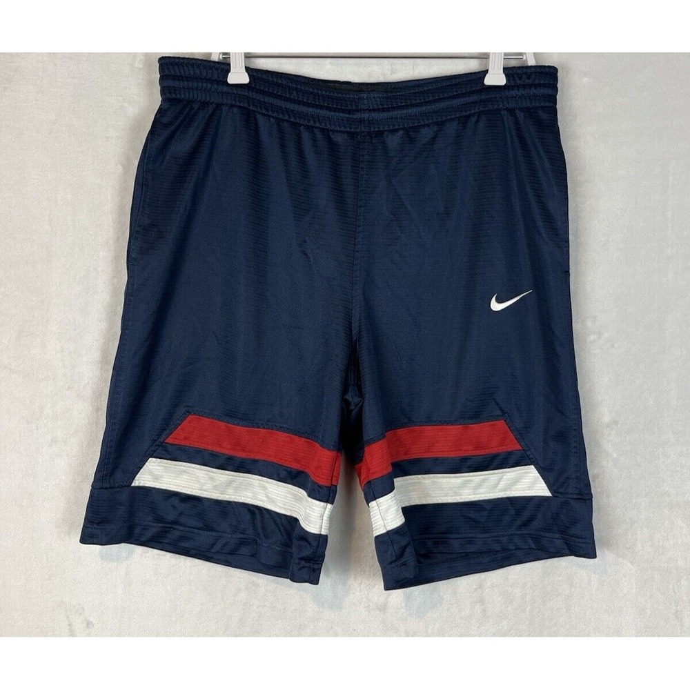 Nike Basketball Shorts Mens Medium Navy Blue Vintage Relaxed Colorblock Exc